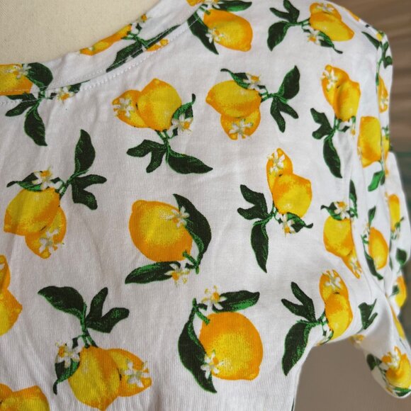 ZARA LEMON PRINT COTTON PEPLUM TOP, SZ.L - Picture 4 of 6